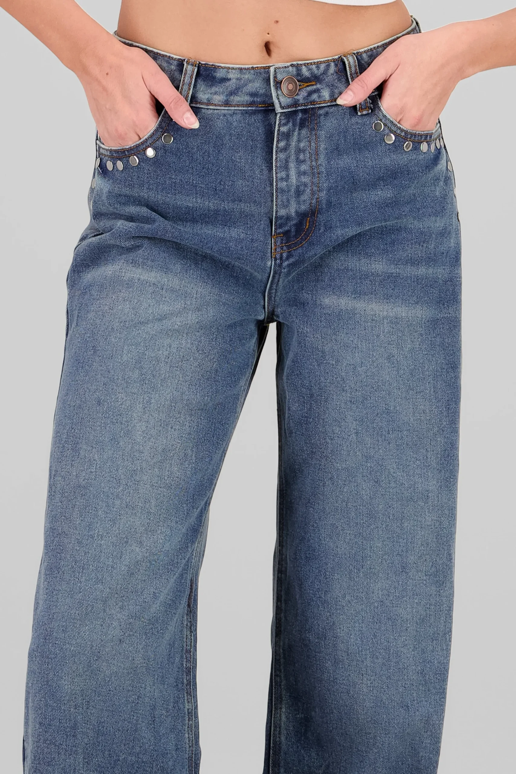 Shasa Wide Leg Jeans with Studs