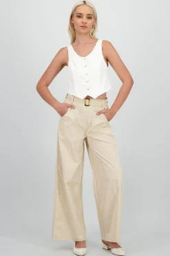Shasa Wide Leg Pants with Belt