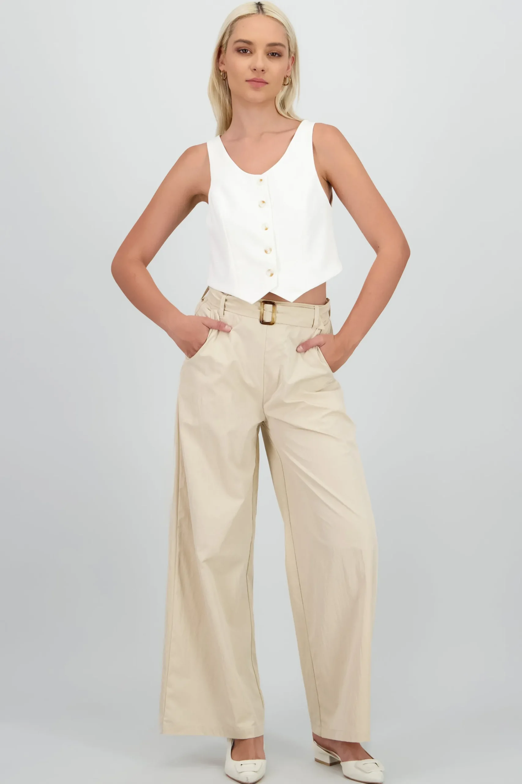 Shasa Wide Leg Pants with Belt