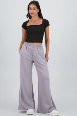 Shasa Wide Leg Pants with Contrast Line Detail