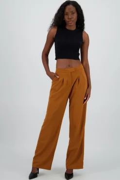 Shasa Wide Leg Pants with Double Pleated Waistband