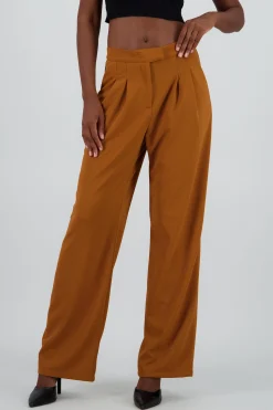 Shasa Wide Leg Pants with Double Pleated Waistband
