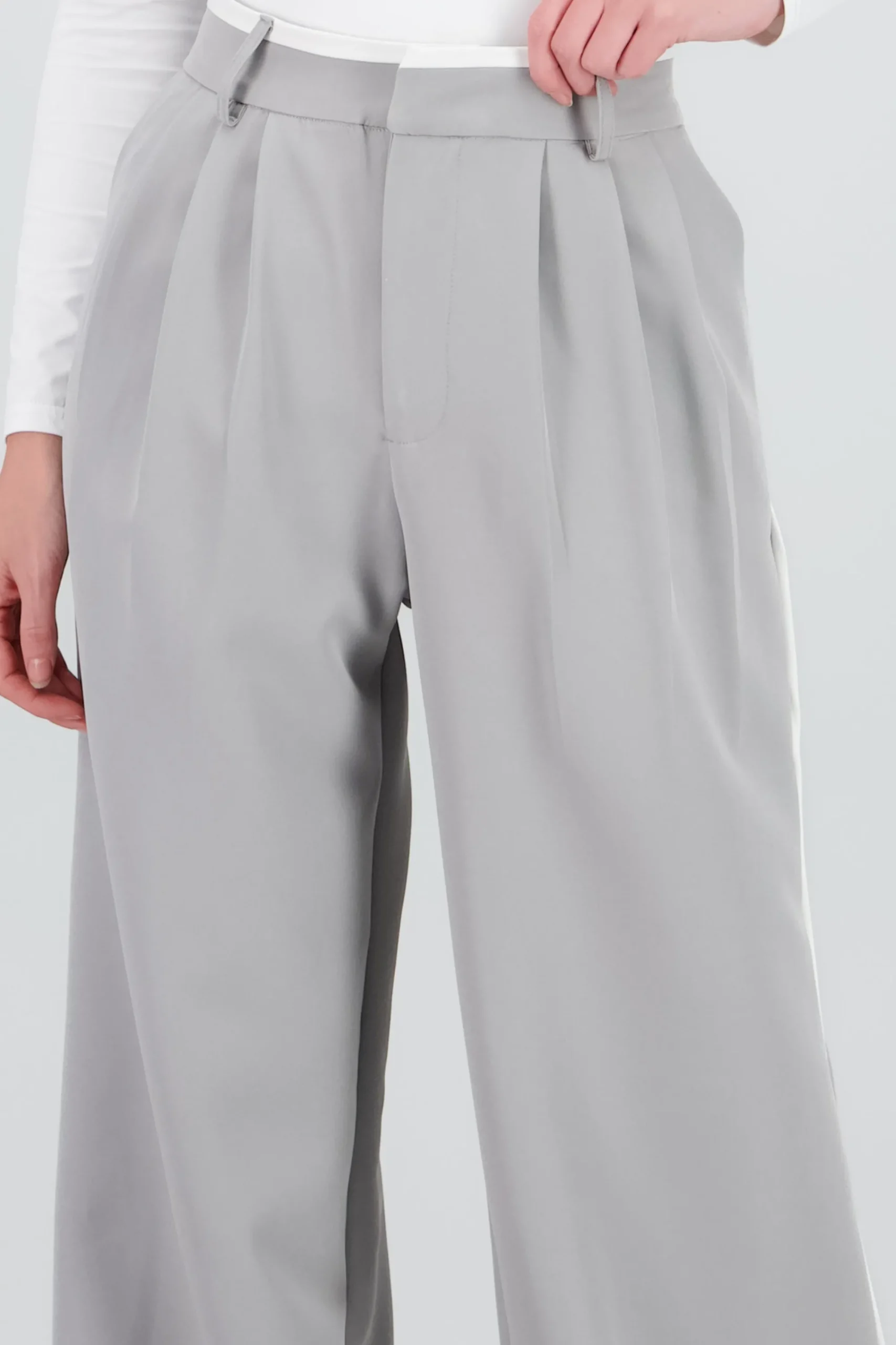 Shasa Wide Leg Pants with Double Waistband