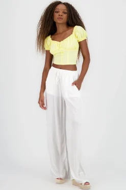 Shasa Wide Leg Pants with Drawstring Detail