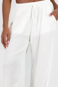 Shasa Wide Leg Pants with Drawstring Detail