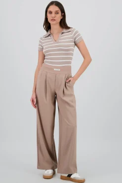 Shasa Wide Leg Pants with Elastic Detail