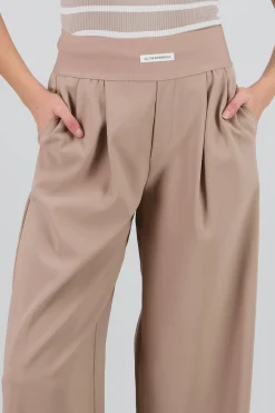 Shasa Wide Leg Pants with Elastic Detail