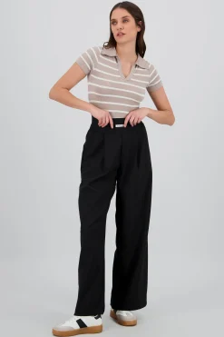 Shasa Wide Leg Pants with Elastic Detail