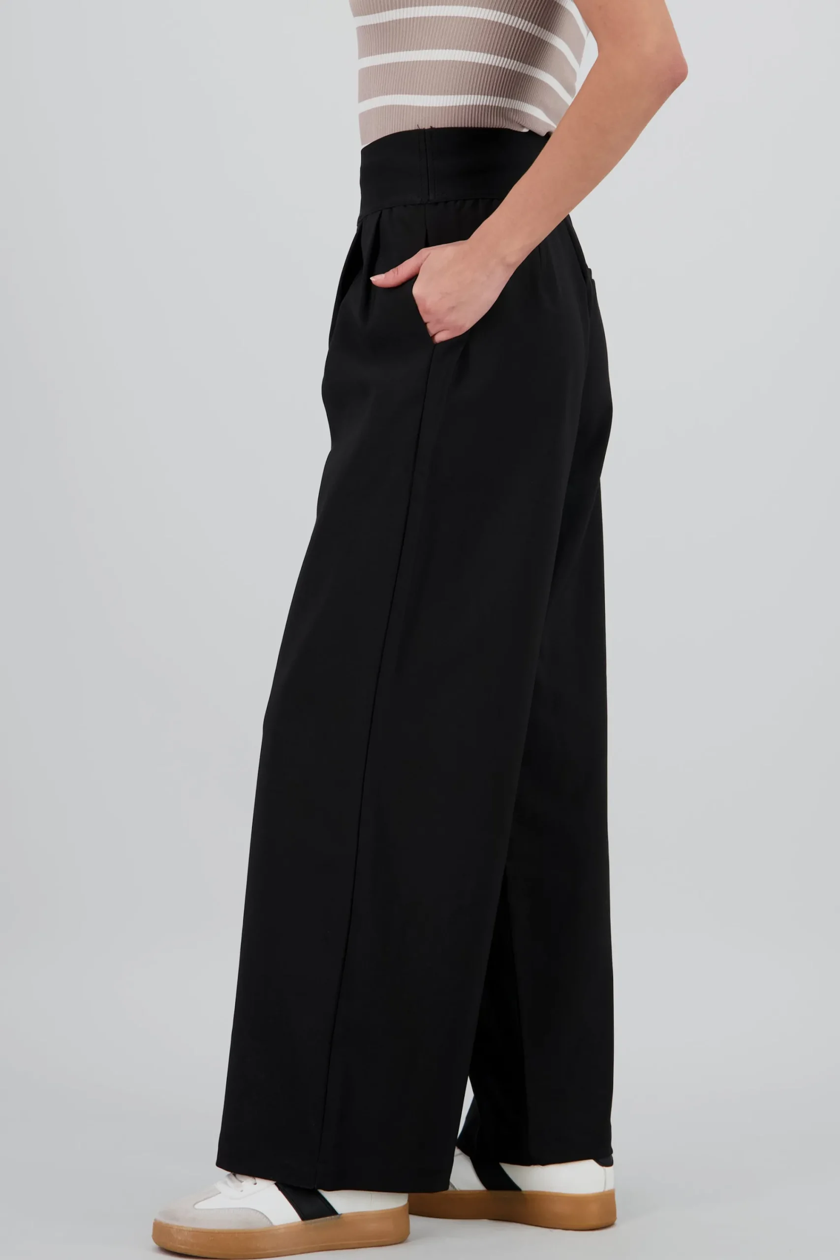 Shasa Wide Leg Pants with Elastic Detail