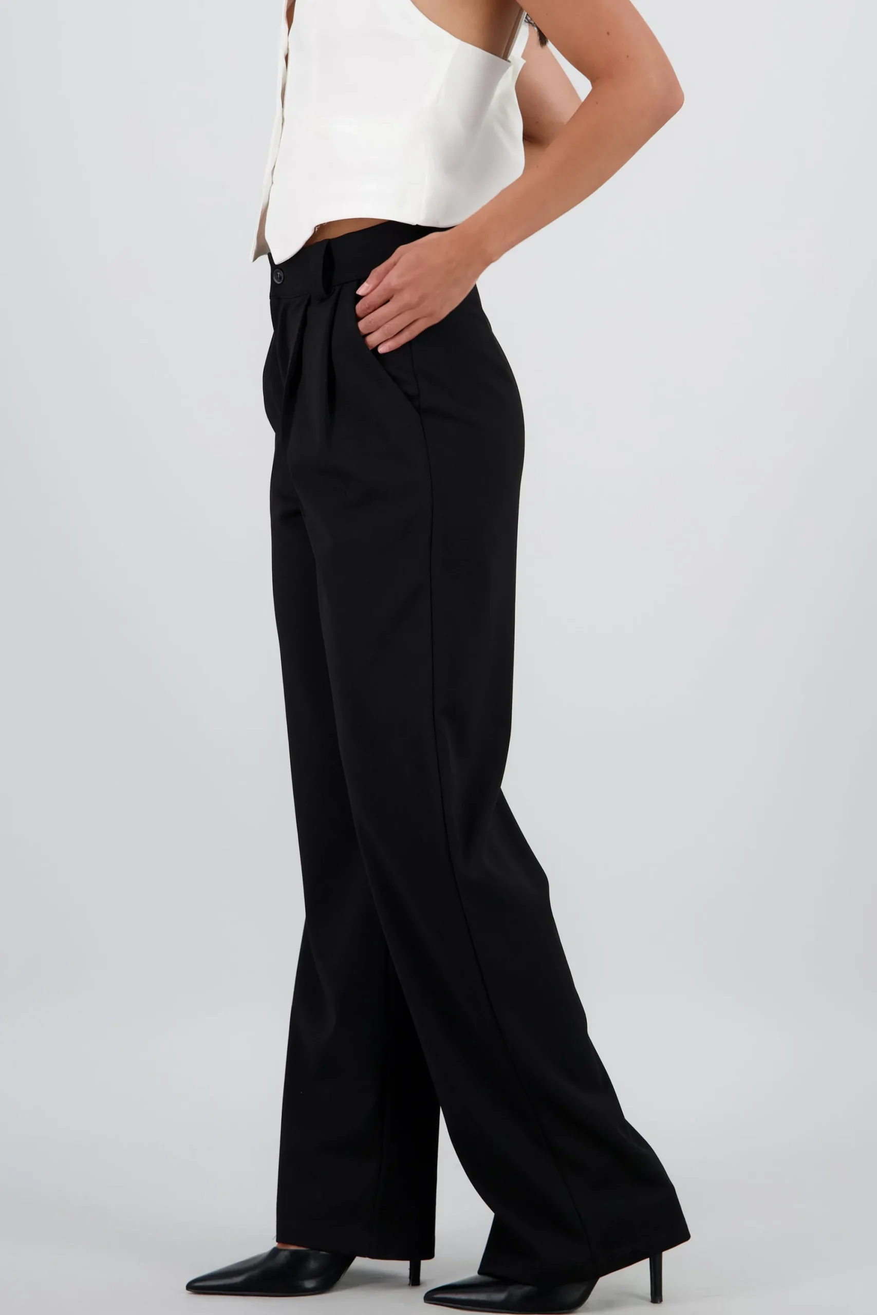 Shasa Wide Leg Pants with Gathered Waistband Detail