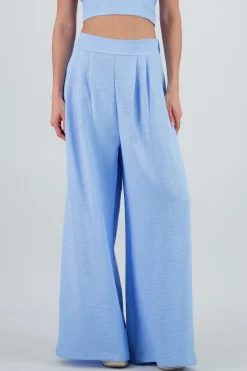 Shasa Wide Leg Pants with Pleated Waistband Detail