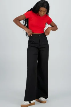 Shasa Wide Leg Pants with Pocket Seam Detail