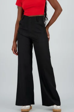Shasa Wide Leg Pants with Pocket Seam Detail