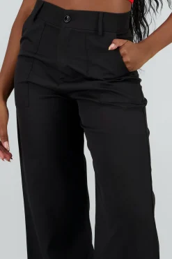 Shasa Wide Leg Pants with Pocket Seam Detail