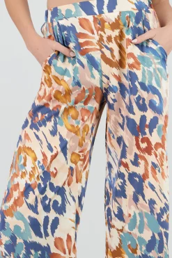 Shasa Wide Leg Pants with Satin Detail