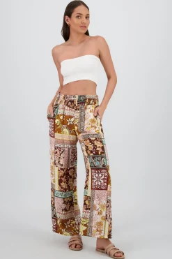 Shasa Wide Leg Pants with Smocked Waistband