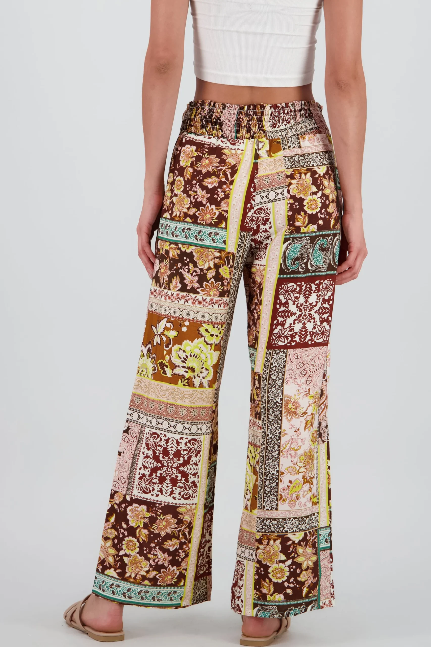 Shasa Wide Leg Pants with Smocked Waistband
