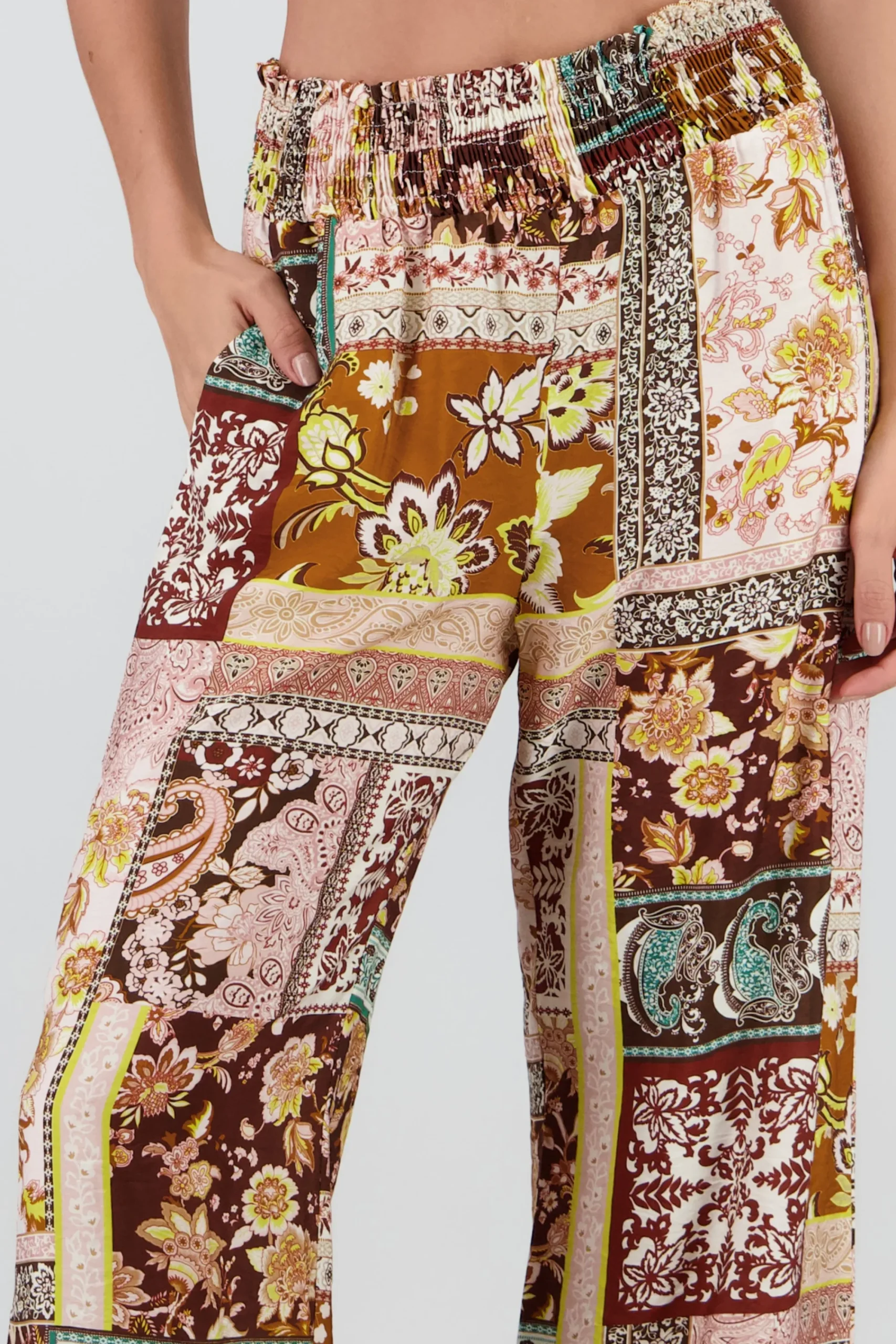 Shasa Wide Leg Pants with Smocked Waistband