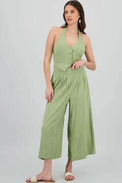 Shasa Wide Leg Pants with Two Pleats