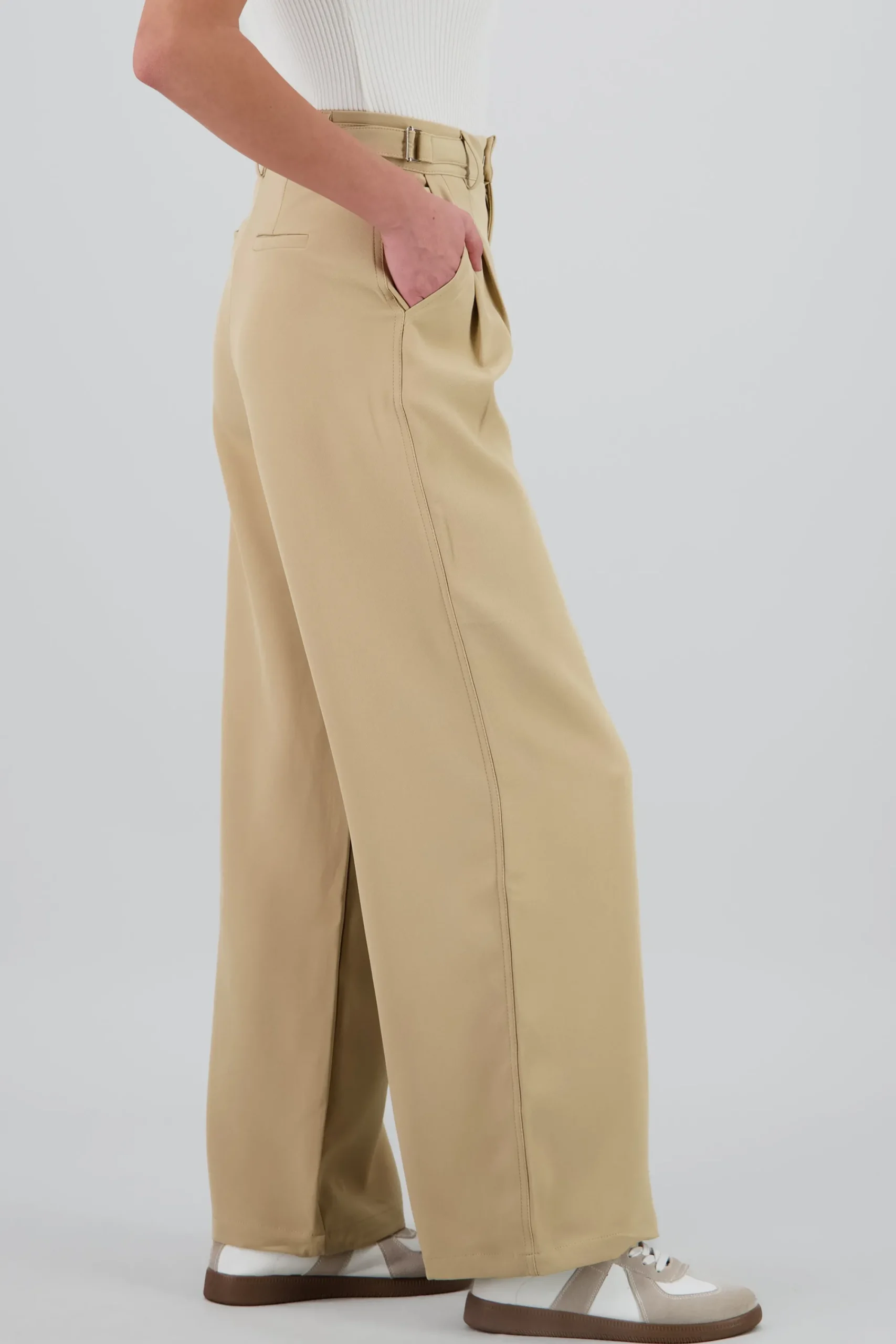 Shasa Wide Leg Pants with Waistband Detail
