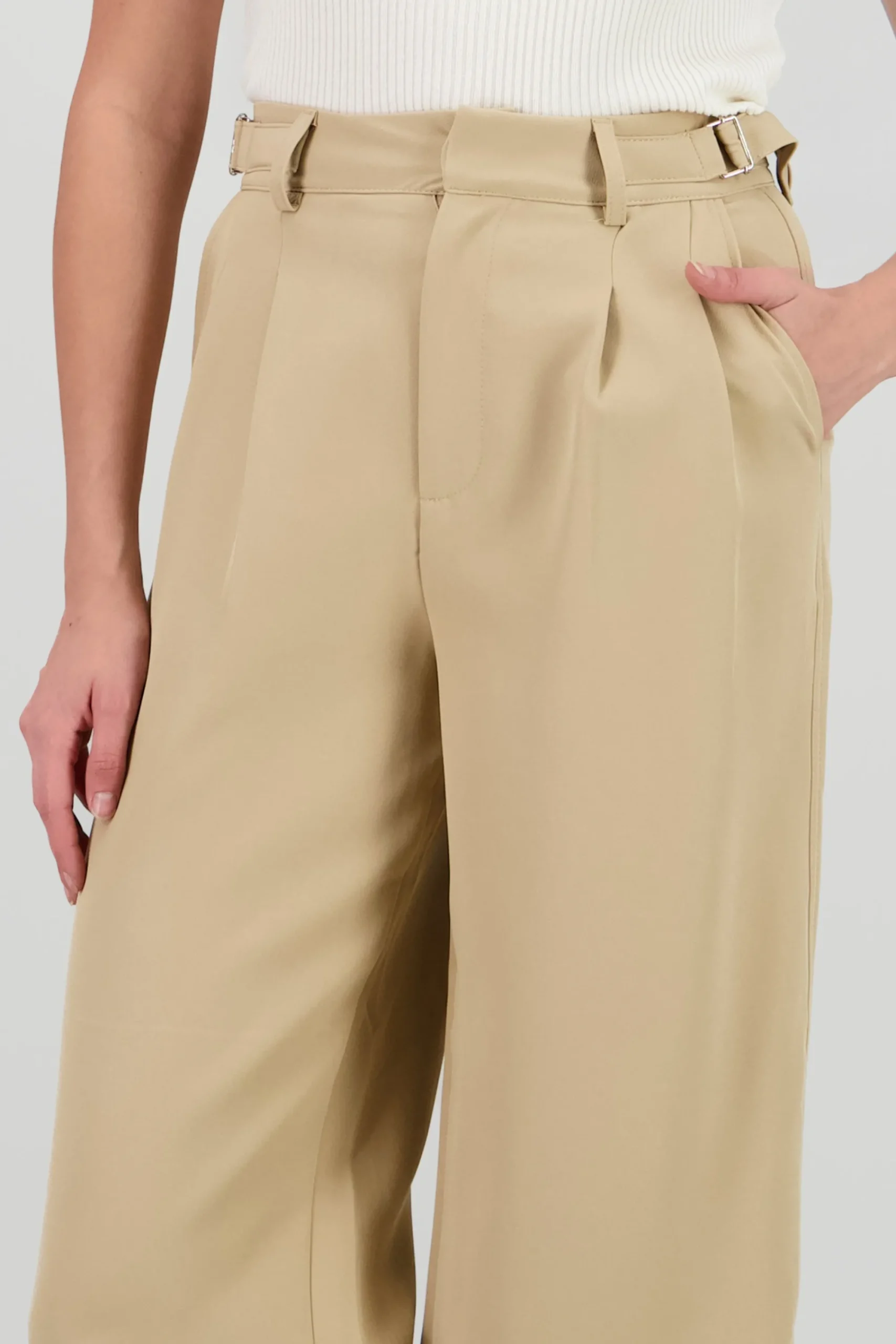 Shasa Wide Leg Pants with Waistband Detail