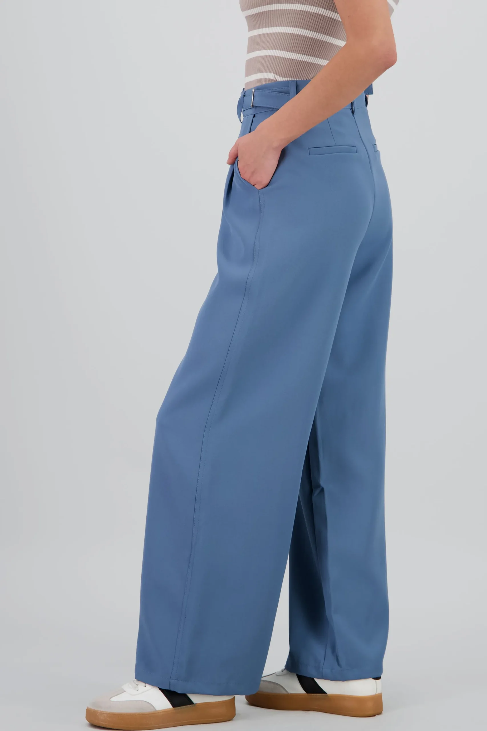 Shasa Wide Leg Pants with Waistband Detail