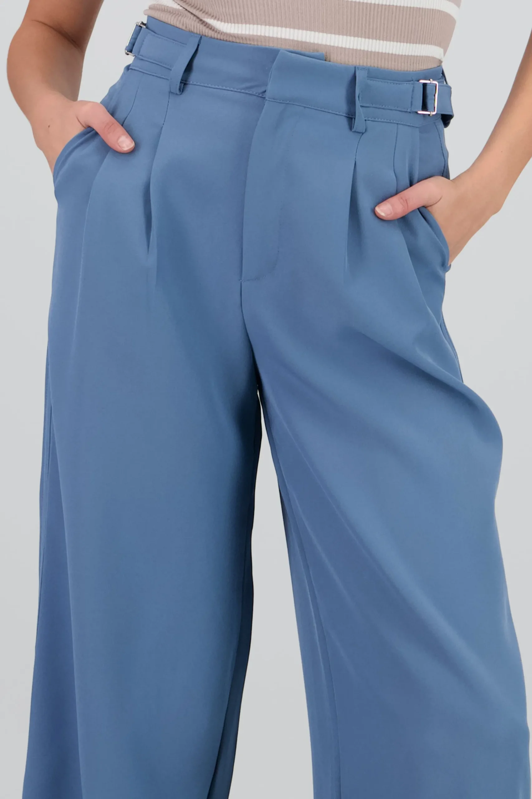 Shasa Wide Leg Pants with Waistband Detail
