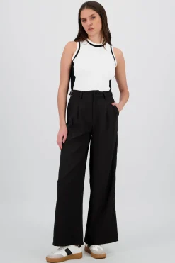 Shasa Wide Leg Pants with Waistband Detail