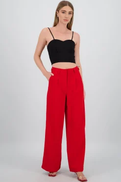 Shasa Wide Leg Pants with Waistband Detail