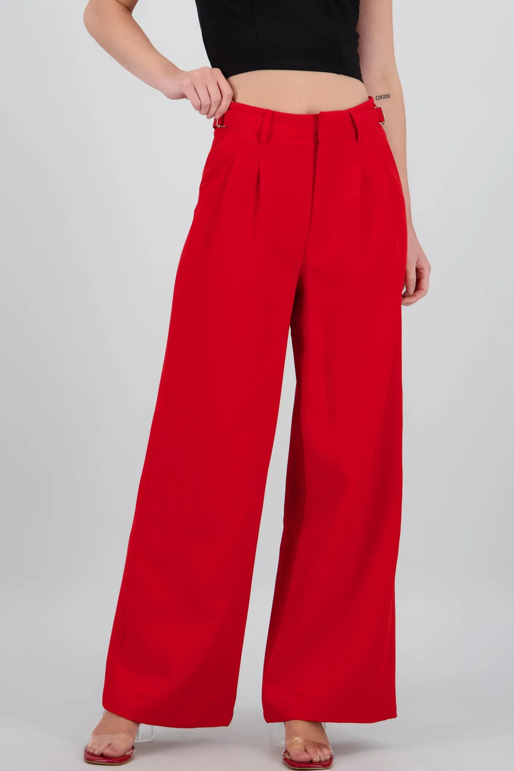 Shasa Wide Leg Pants with Waistband Detail
