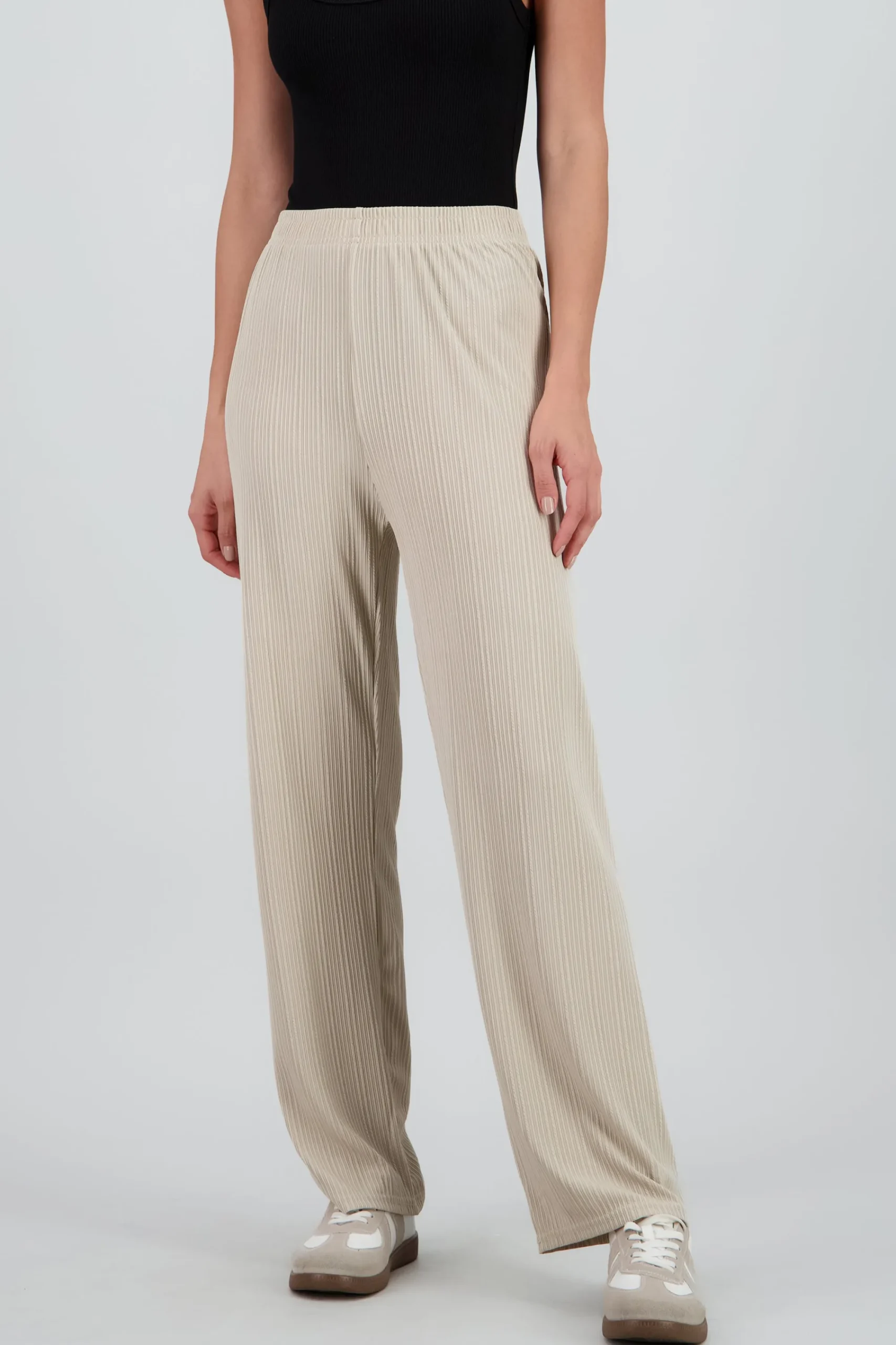 Shasa Wide Leg Solid Ribbed Pants