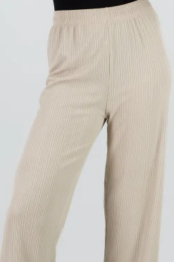 Shasa Wide Leg Solid Ribbed Pants