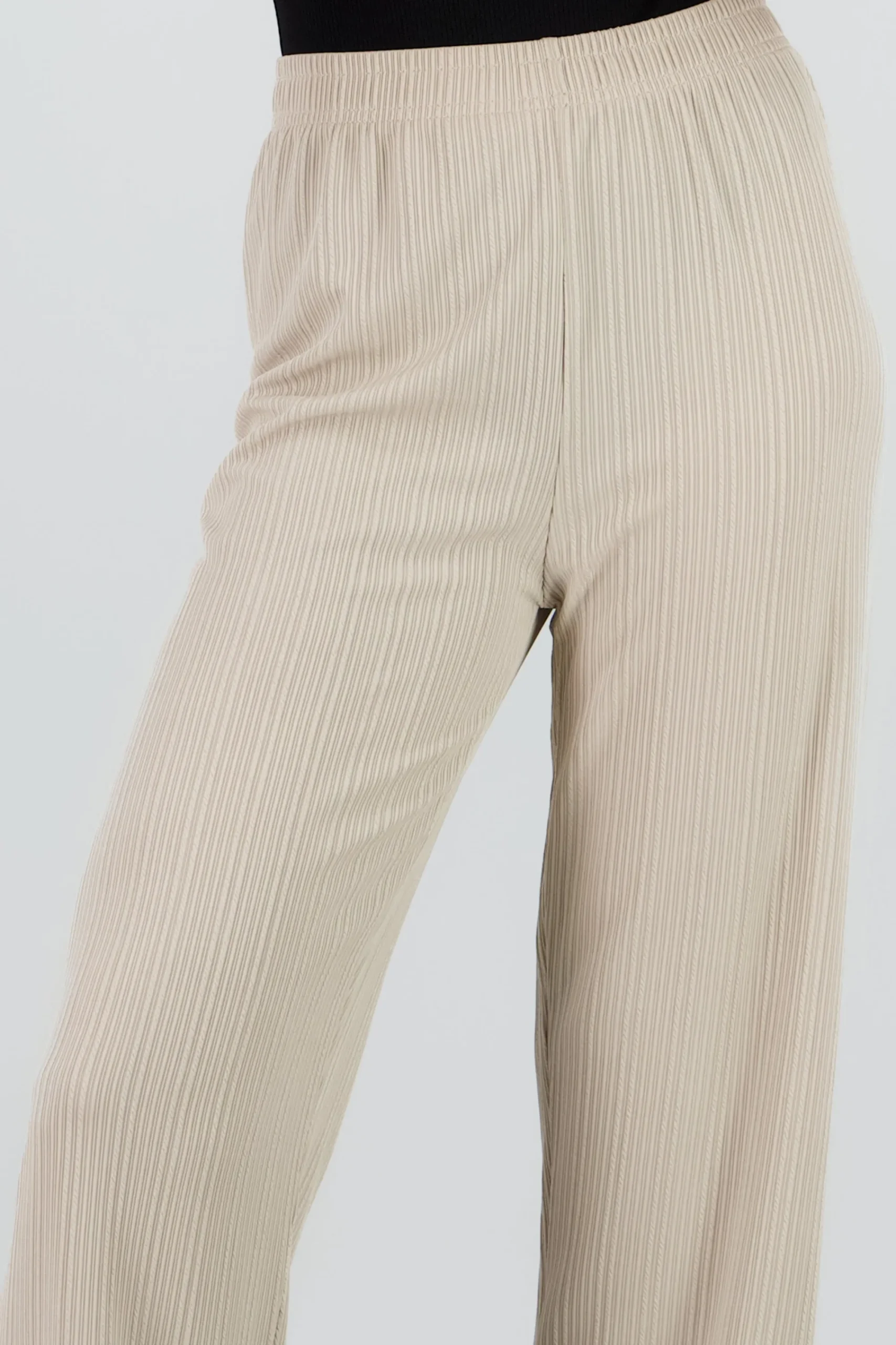 Shasa Wide Leg Solid Ribbed Pants