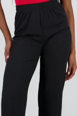Shasa Wide Leg Solid Ribbed Pants