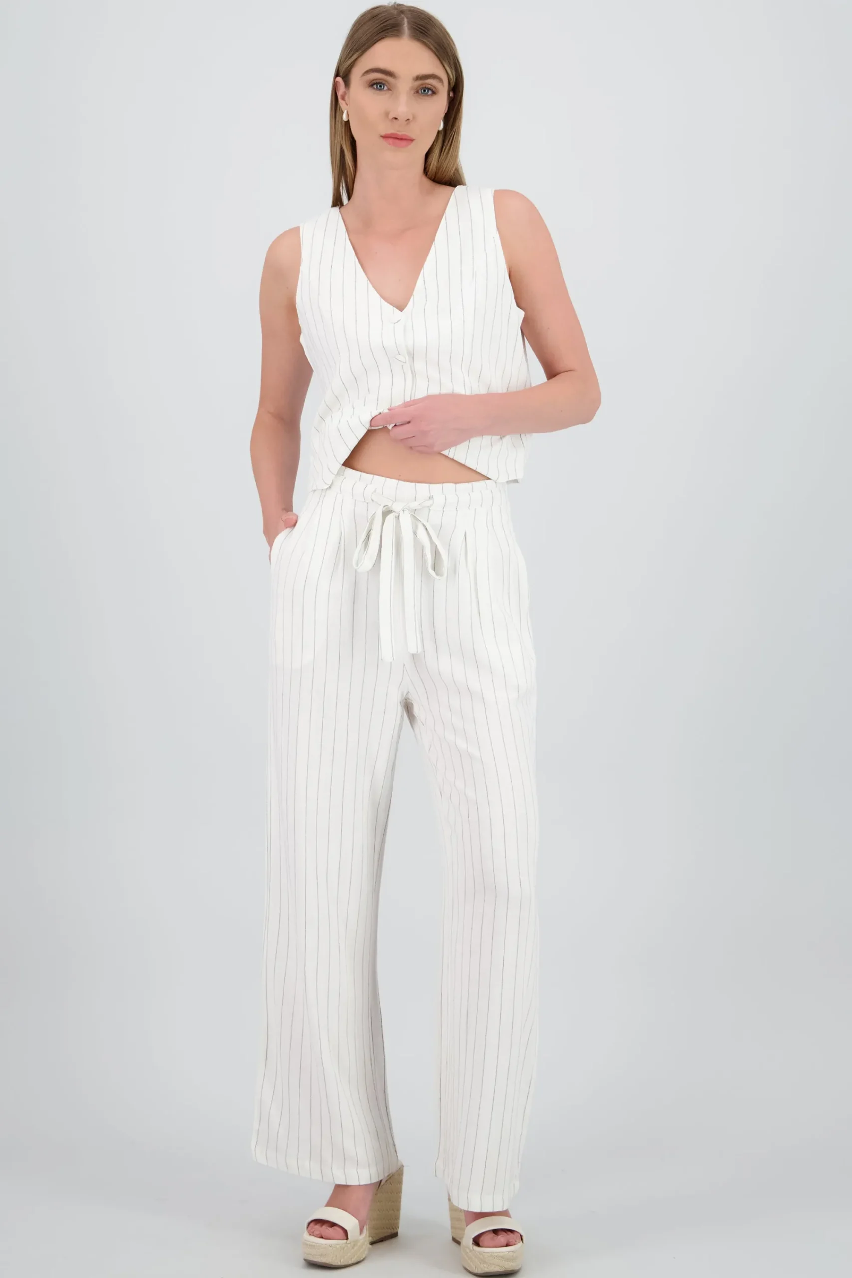 Shasa Wide Leg Striped Pants