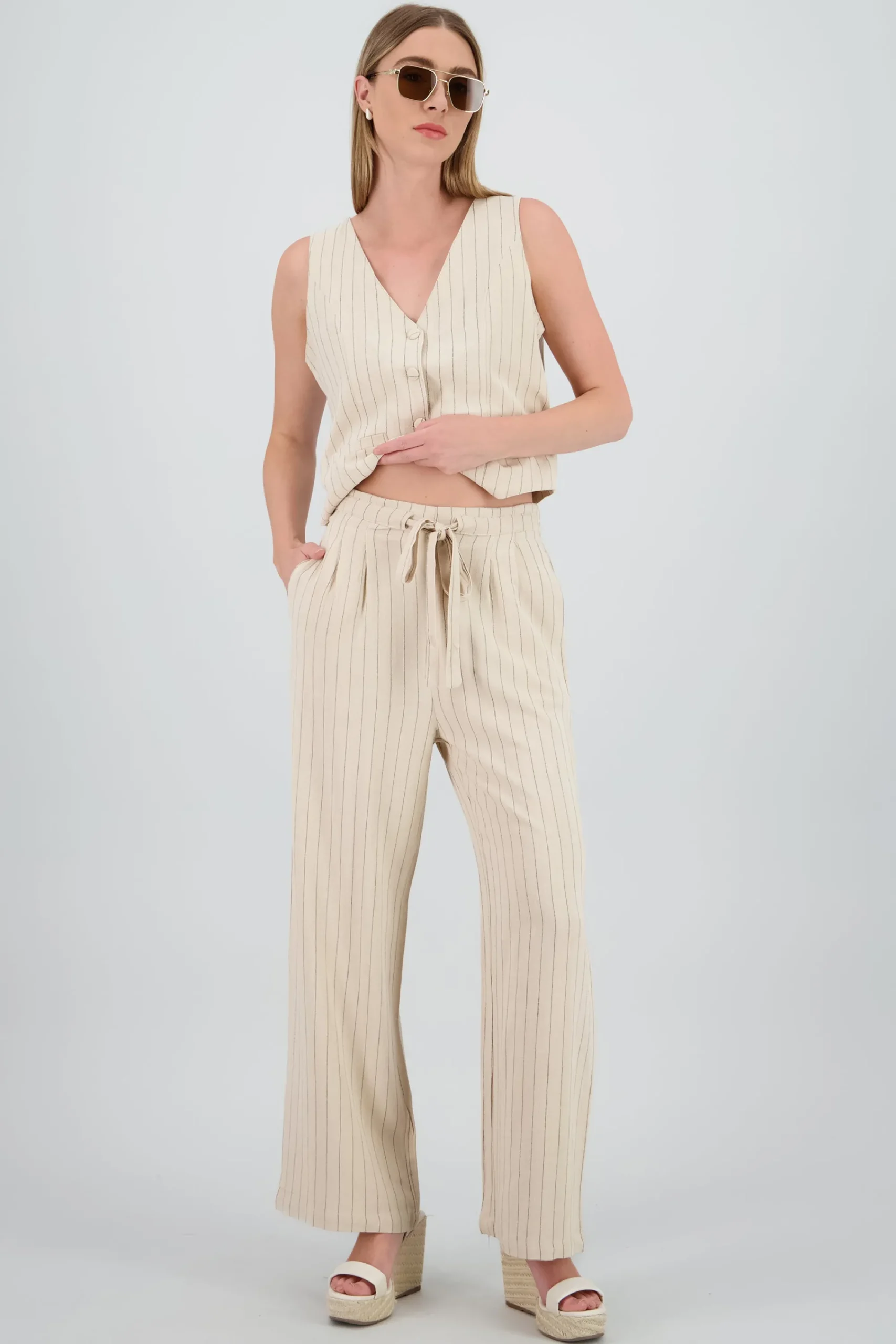 Shasa Wide Leg Striped Pants