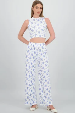 Shasa Wide Leg Textured Pants