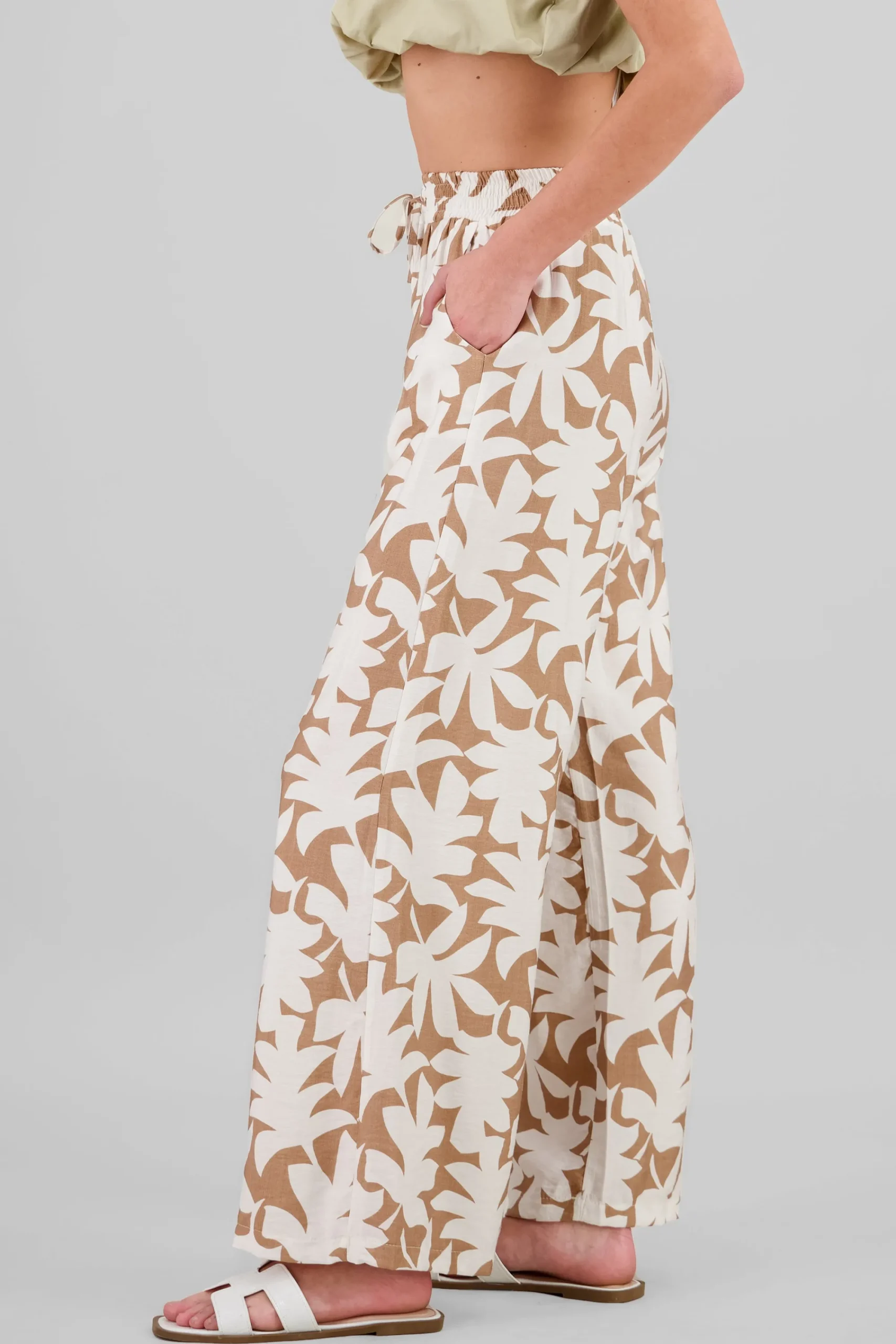 Shasa Wide Leg Tropical Print Pants