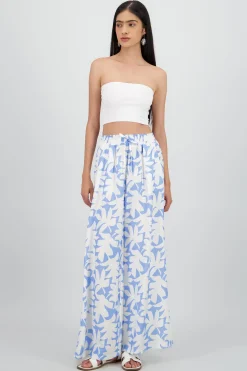 Shasa Wide Leg Tropical Print Pants