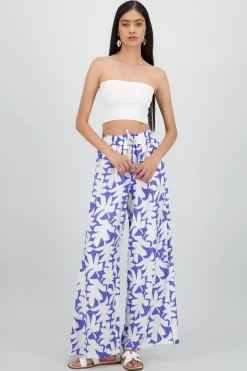 Shasa Wide Leg Tropical Print Pants