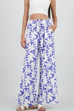 Shasa Wide Leg Tropical Print Pants