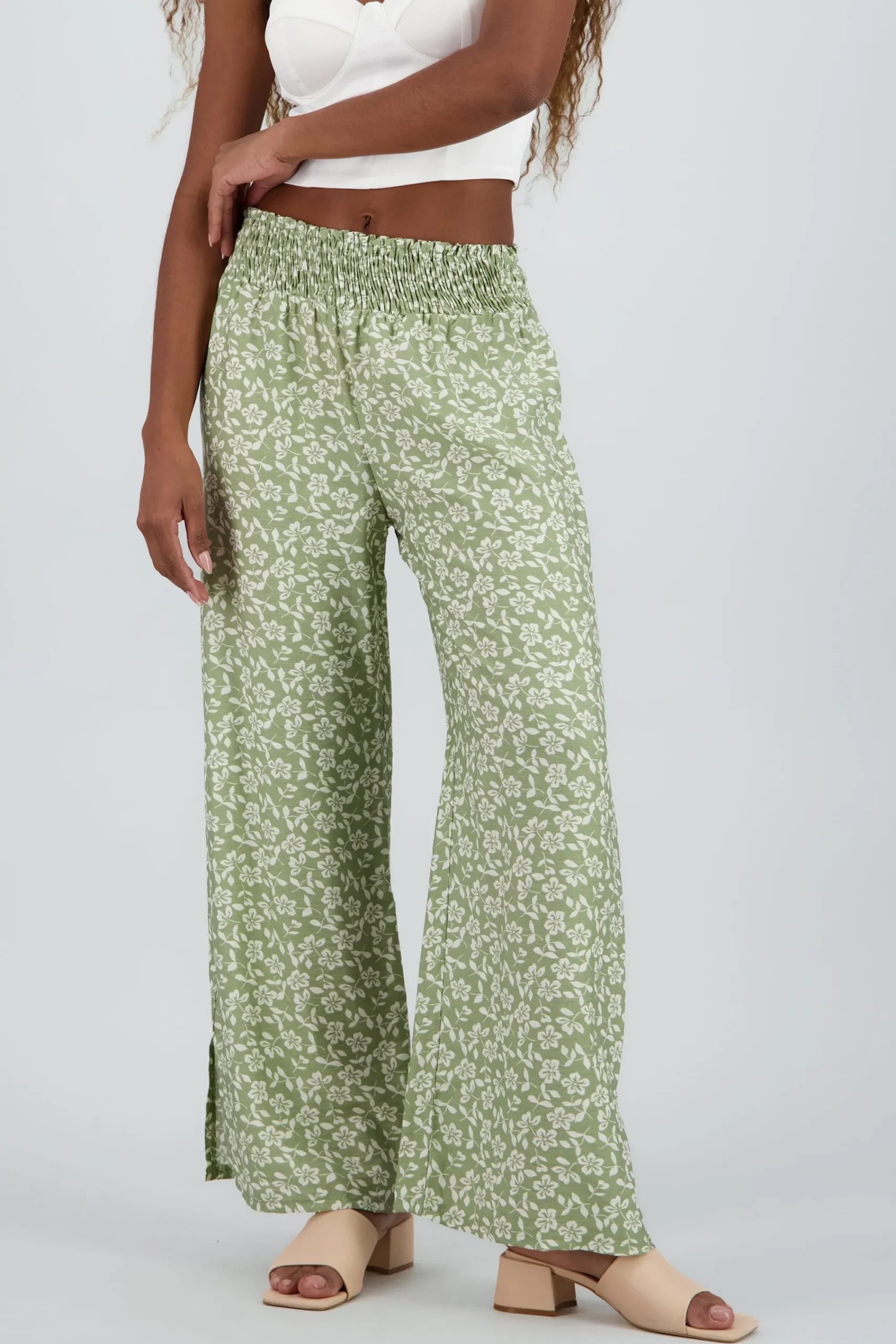 Shasa Wide Pants with Smocked Waist Detail