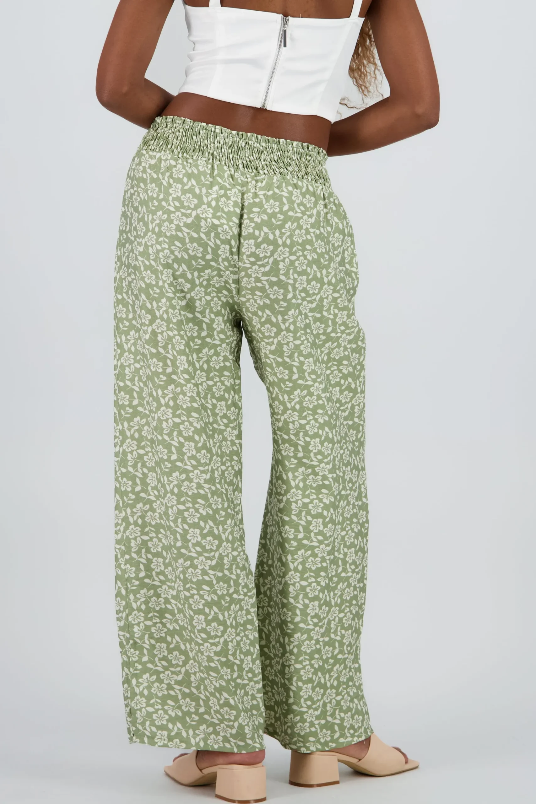 Shasa Wide Pants with Smocked Waist Detail