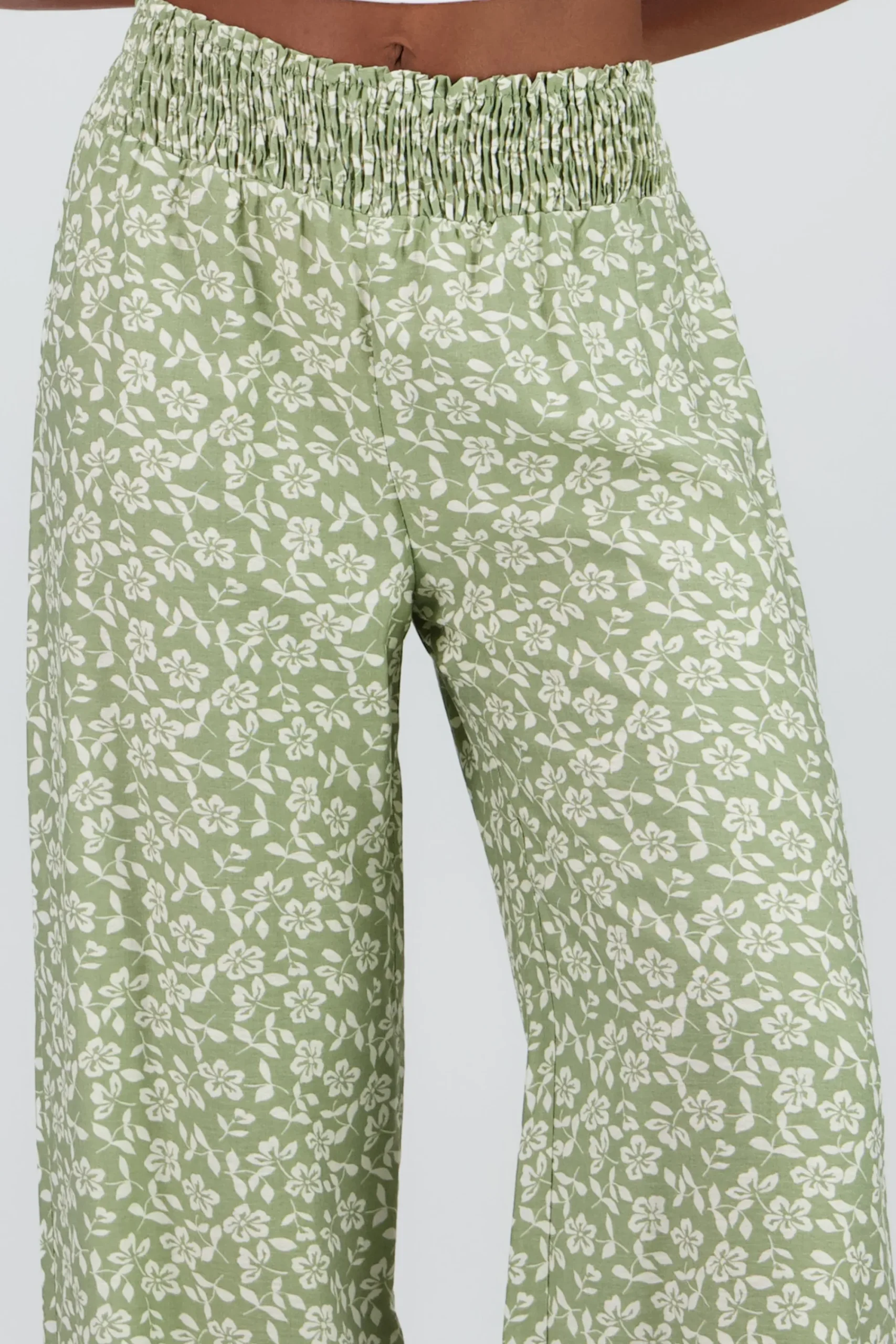 Shasa Wide Pants with Smocked Waist Detail
