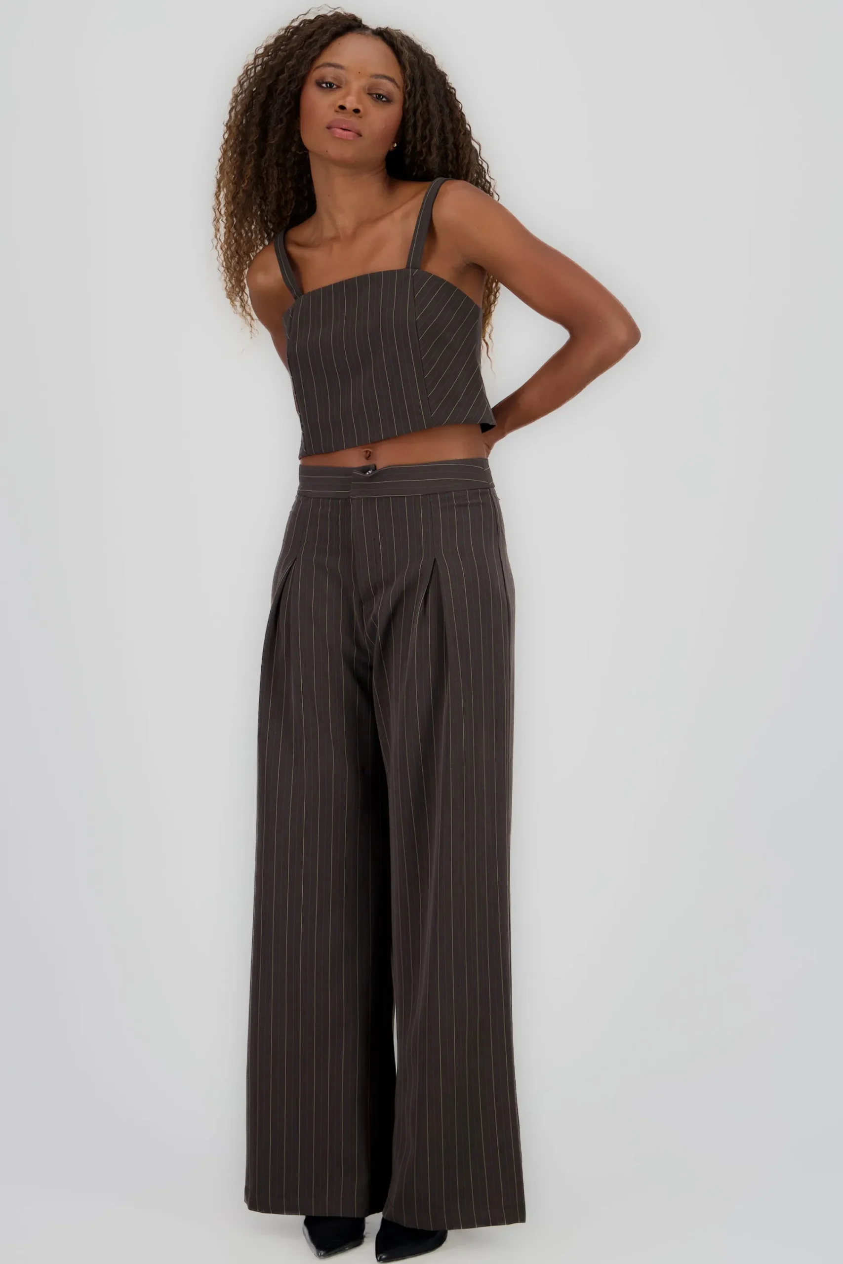 Shasa Wide Pleated Striped Pants