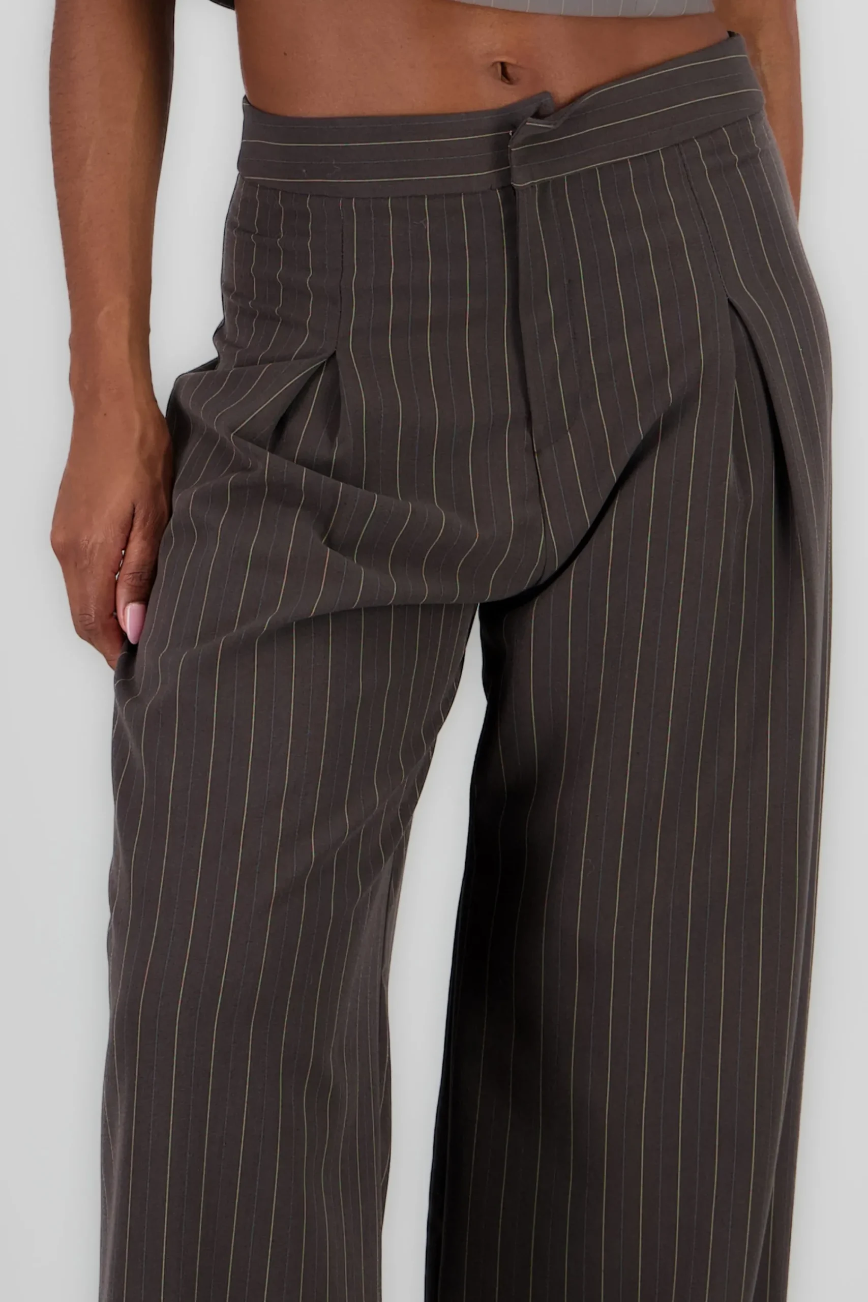 Shasa Wide Pleated Striped Pants