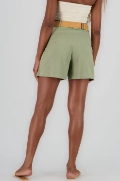 Shasa Wide Shorts with Linen Belt Detail