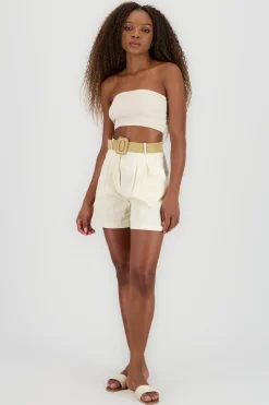 Shasa Wide Shorts with Linen Belt Detail