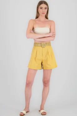 Shasa Wide Shorts with Linen Belt Detail
