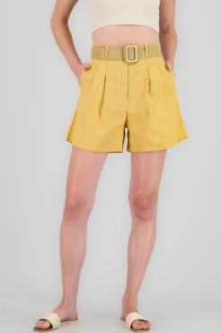 Shasa Wide Shorts with Linen Belt Detail